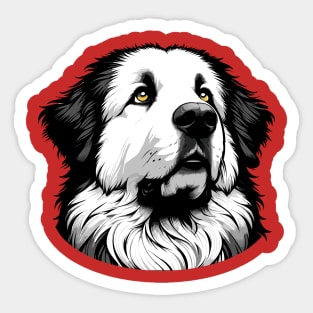 Stunning and Cool Great Pyrenees Monochrome and Gold Portrait for Father's Day Sticker